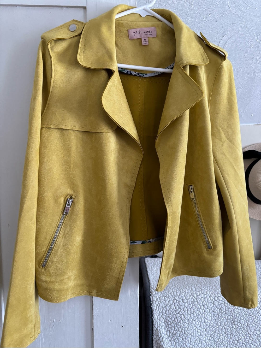 Philosophy Mustard Yellow Suede Moto Jacket